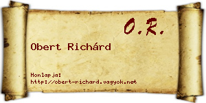 Obert Richárd névjegykártya